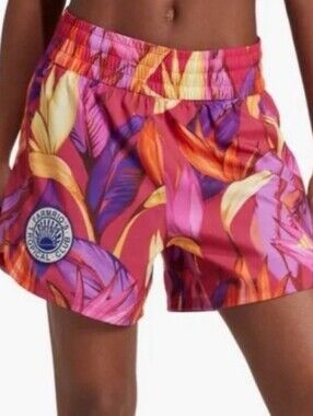 FARM RIO X ADIDAS Tropical Print Women's Shorts Pink Yellow, Purple. Clima Cool